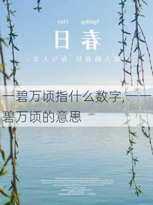 一碧万顷指什么数字,一一碧万顷的意思