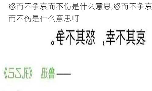 怒而不争哀而不伤是什么意思,怒而不争哀而不伤是什么意思呀