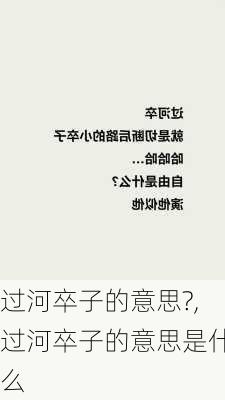 过河卒子的意思?,过河卒子的意思是什么