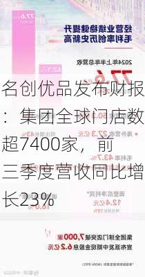 名创优品发布财报：集团全球门店数超7400家，前三季度营收同比增长23%