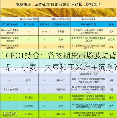 CBOT持仓：谷物期货市场波动背后，小麦、大豆和玉米谁主沉浮？