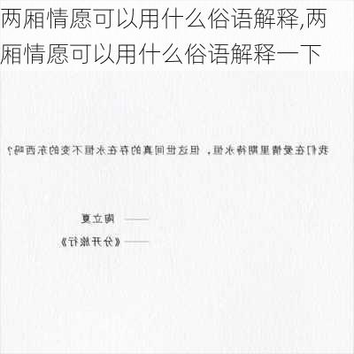 两厢情愿可以用什么俗语解释,两厢情愿可以用什么俗语解释一下