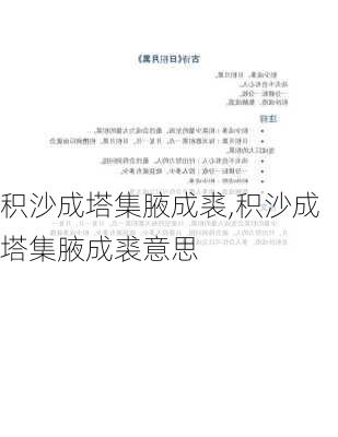 积沙成塔集腋成裘,积沙成塔集腋成裘意思