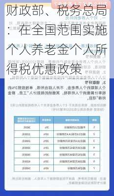 财政部、税务总局：在全国范围实施个人养老金个人所得税优惠政策