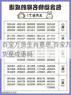 百宝万货生肖意思,百宝万货是成语吗