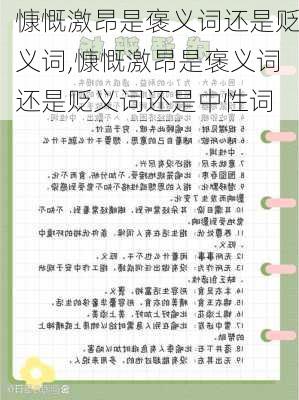 慷慨激昂是褒义词还是贬义词,慷慨激昂是褒义词还是贬义词还是中性词