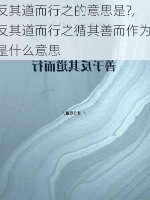 反其道而行之的意思是?,反其道而行之循其善而作为是什么意思