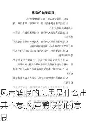 风声鹤唳的意思是什么出其不意,风声鹤唳的的意思