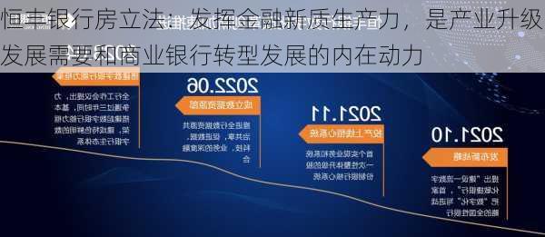 恒丰银行房立法：发挥金融新质生产力，是产业升级发展需要和商业银行转型发展的内在动力