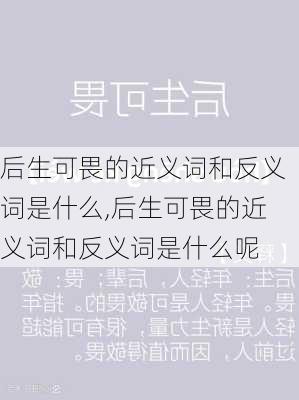 后生可畏的近义词和反义词是什么,后生可畏的近义词和反义词是什么呢