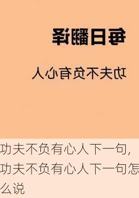 功夫不负有心人下一句,功夫不负有心人下一句怎么说