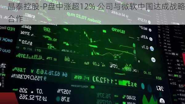 晶泰控股-P盘中涨超12% 公司与微软中国达成战略合作