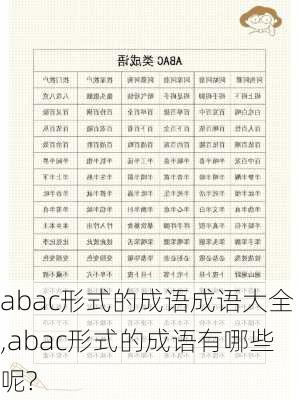 abac形式的成语成语大全,abac形式的成语有哪些呢?