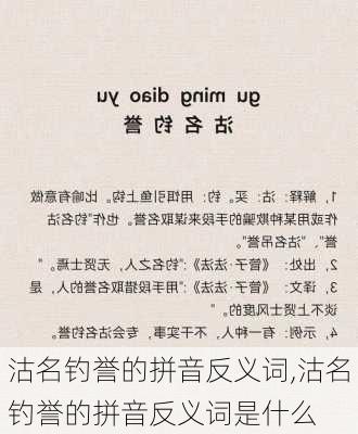 沽名钓誉的拼音反义词,沽名钓誉的拼音反义词是什么